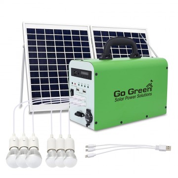 Go Green Portable Solar Energy Kit with Bluetooth Speaker and FM Radio - 12V/18000mAh