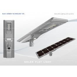 Blue Carbon - Solar Flat Light - All in One Solar Street Light - 100W Mono-crystalline Solar Panel, Luminous Flux 8000lm (Common 80W LED), LiFePO4 Battery 3.2V/200Ah